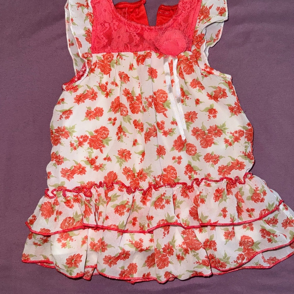 Nannette Coral Lace Floral Dress
